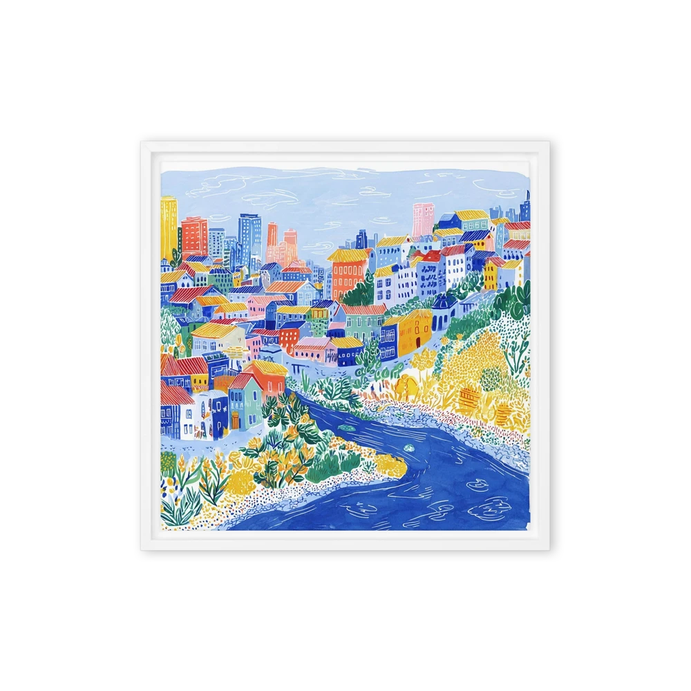 Colorful Hillside Village | Art Print