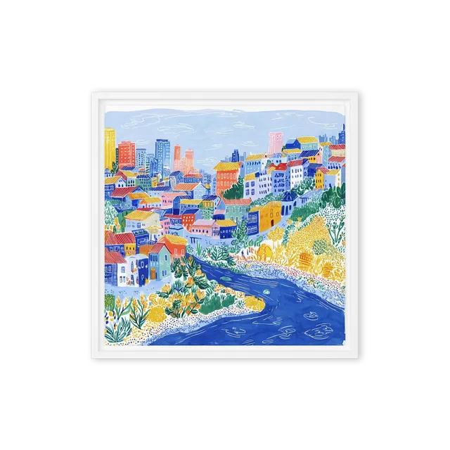 Colorful Hillside Village | Art Print