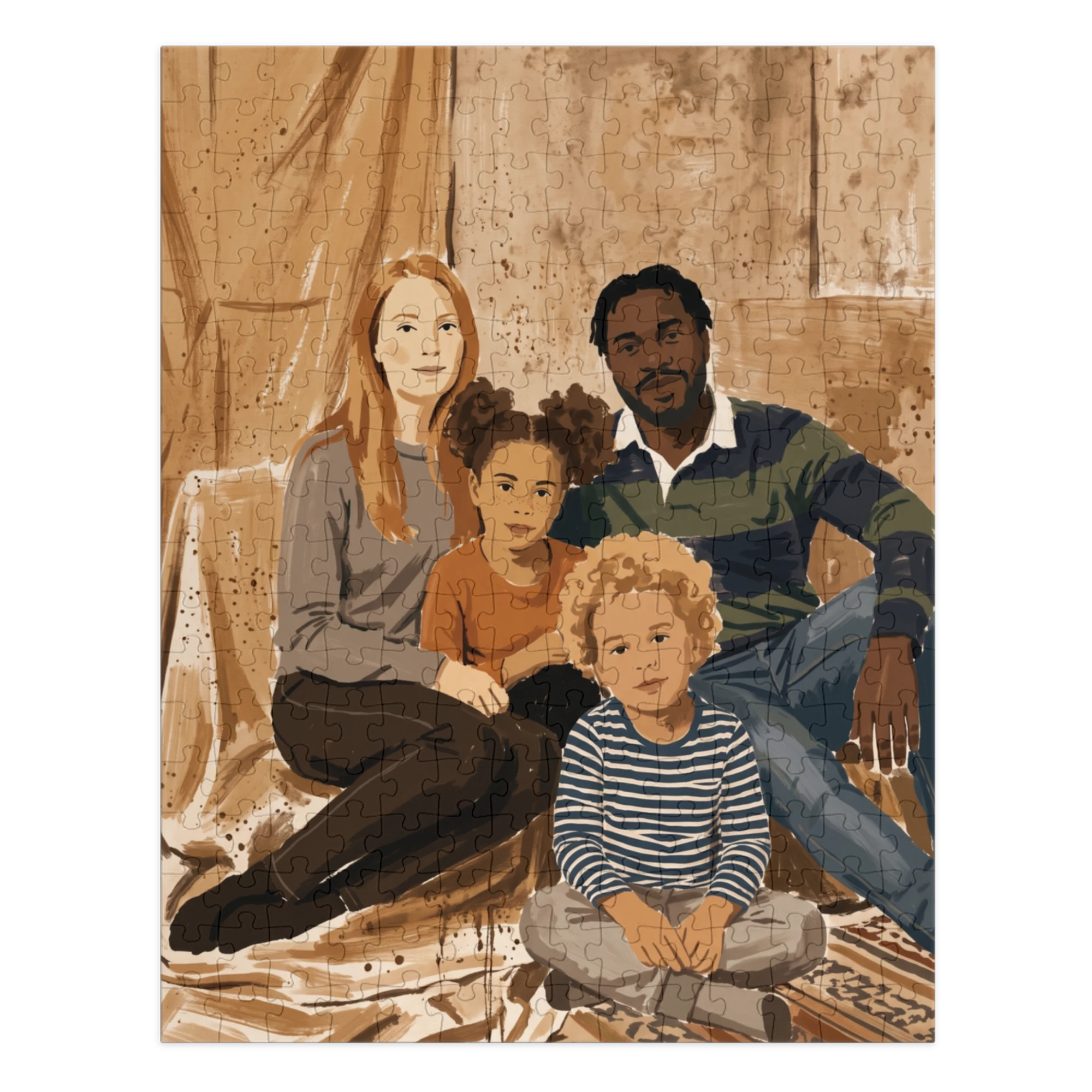 Family Portrait Puzzle — Earth Tone Painting
