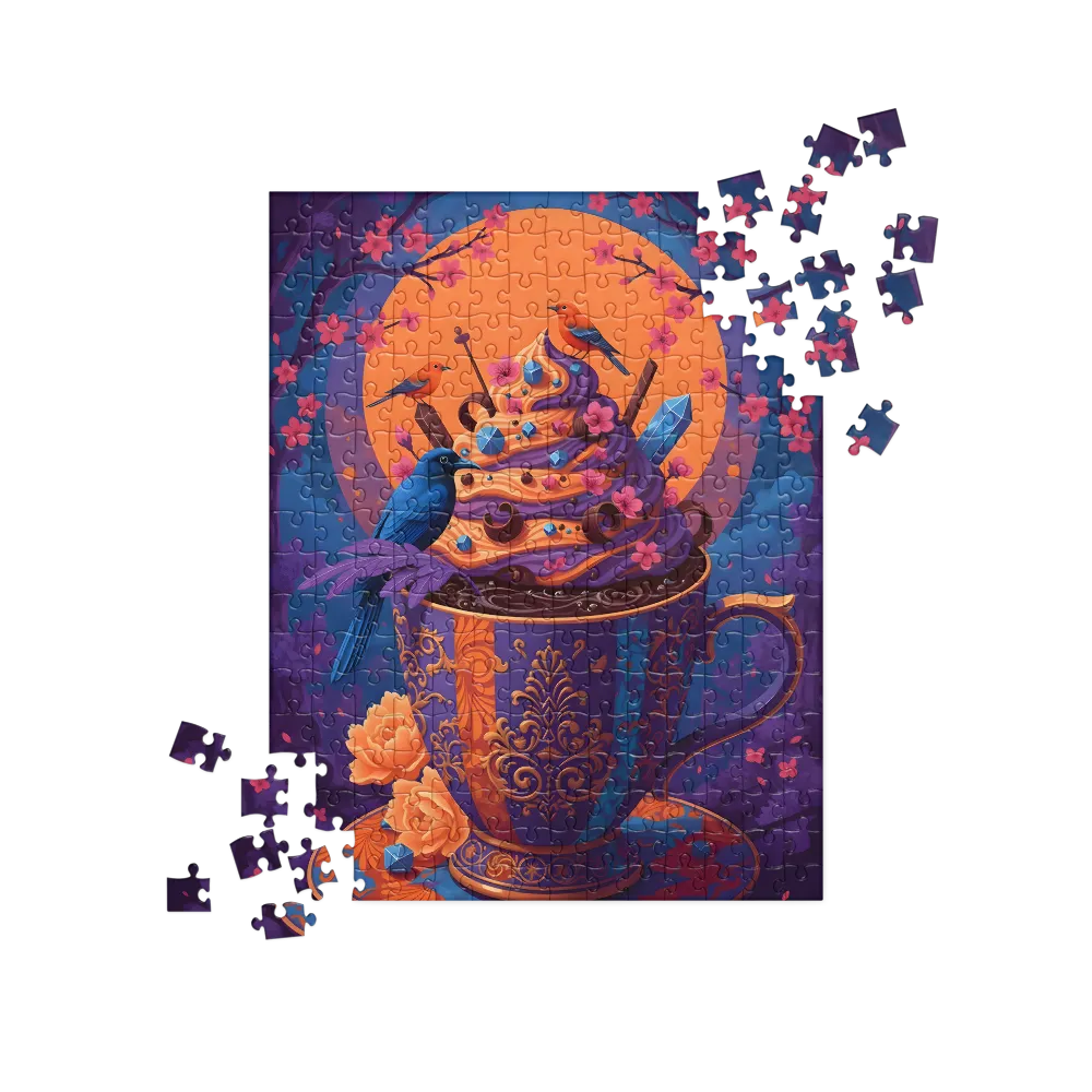 Moonlit Blossom Teacup 
 Jigsaw Puzzle in Tin Box