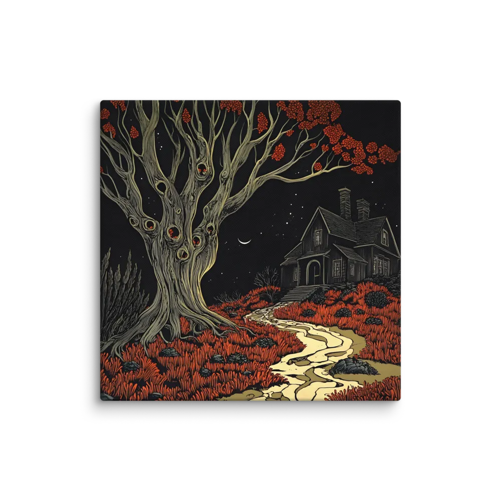 The Crimson Night's Embrace 
 Canvas | 28″x 28″