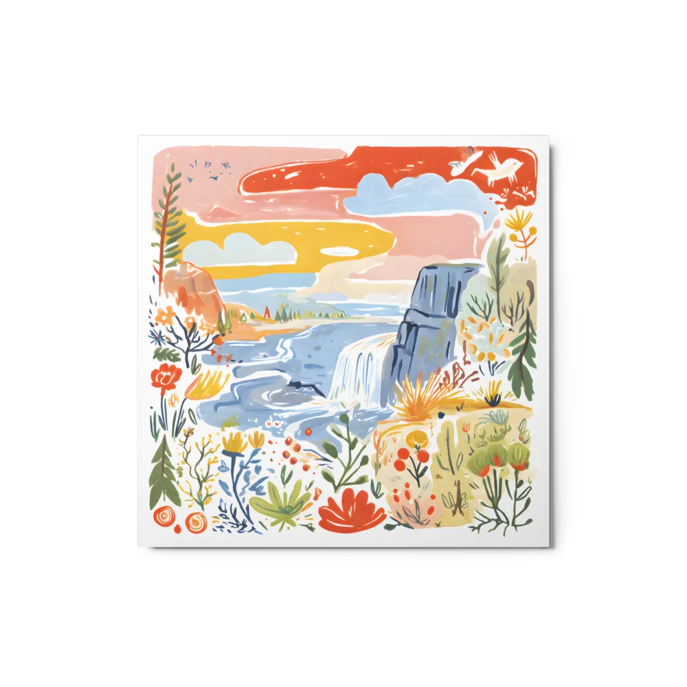 Cascade of Wonders 
 Poster with Red oak Frame | 10″x 10″