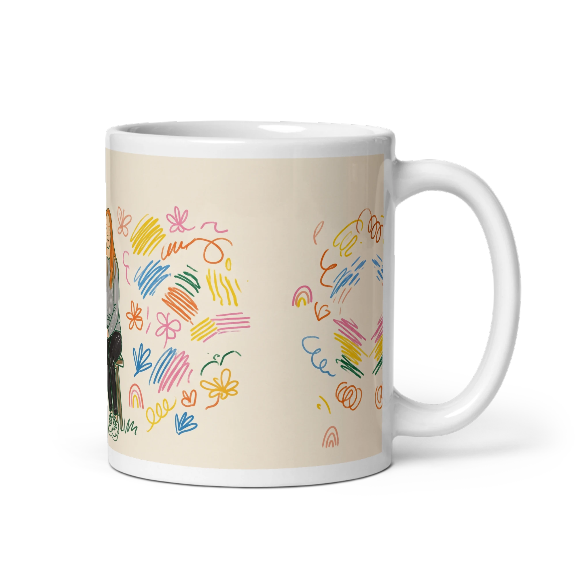 Family Portrait Mug — Rainbow Scribble