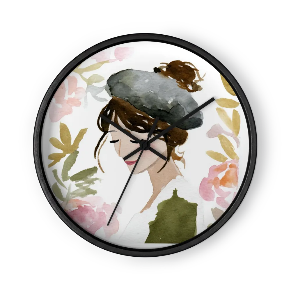 Serene Woman in Beret | Wall Clock
