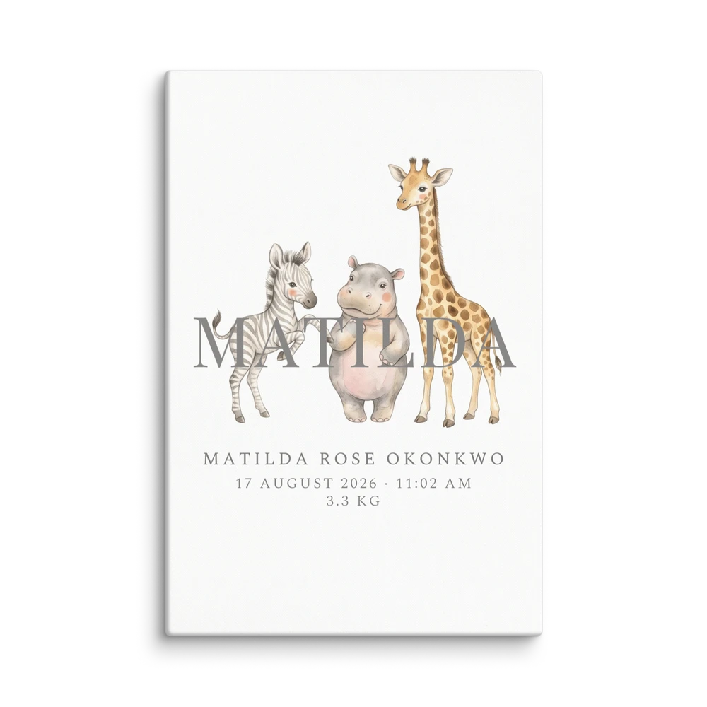 Nursery Name Art — Hugged Safari