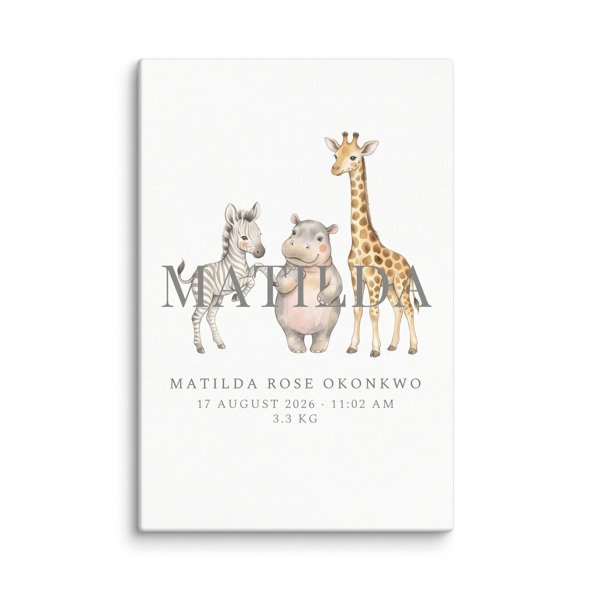 Nursery Name Art — Hugged Safari