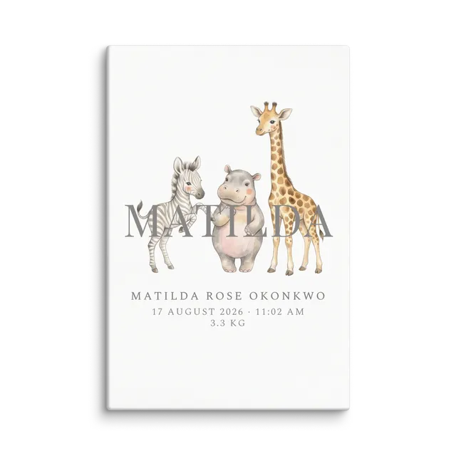 Nursery Name Art — Hugged Safari
