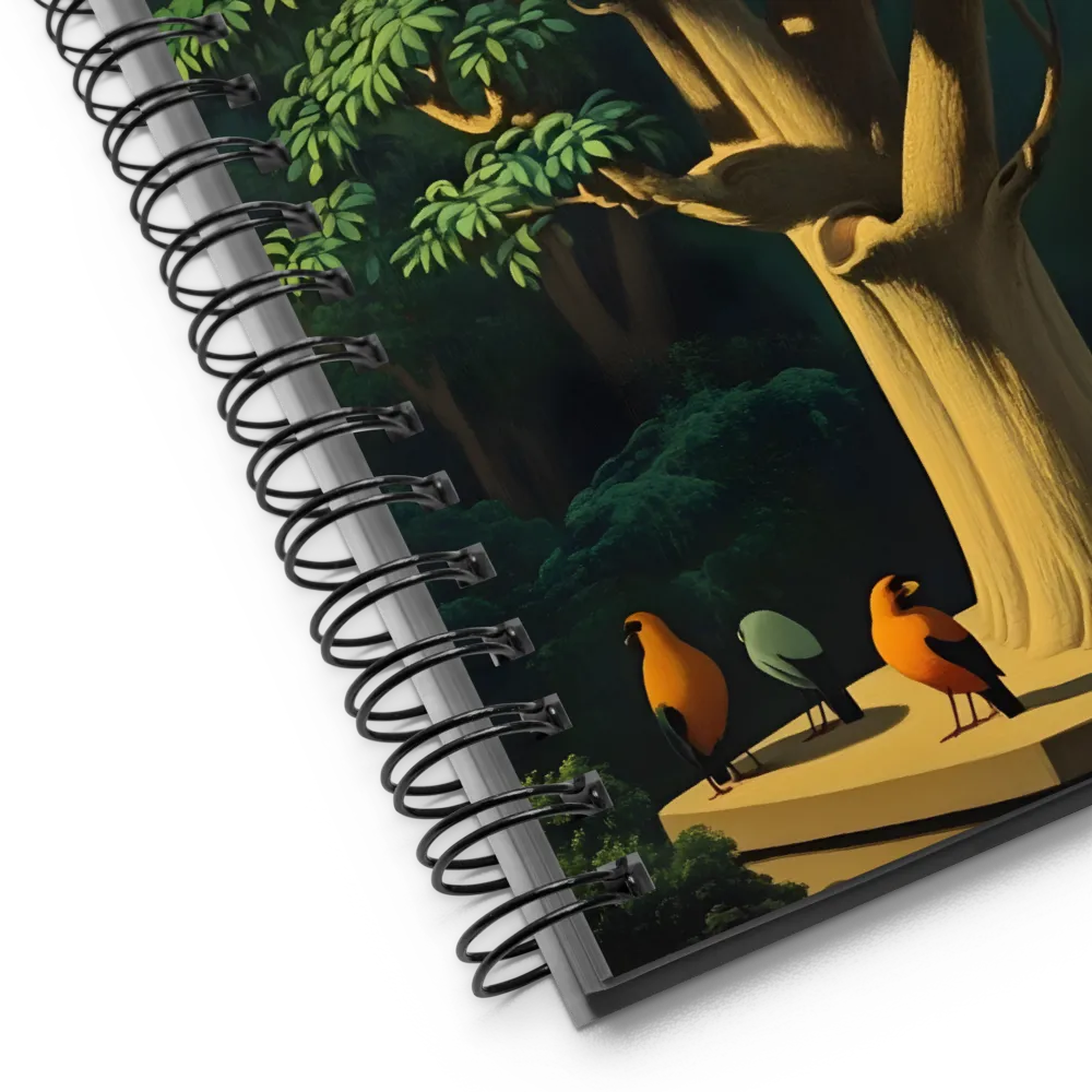 Stylized Birds in Lush Forest 
 Spiral Notebook | 140 pages