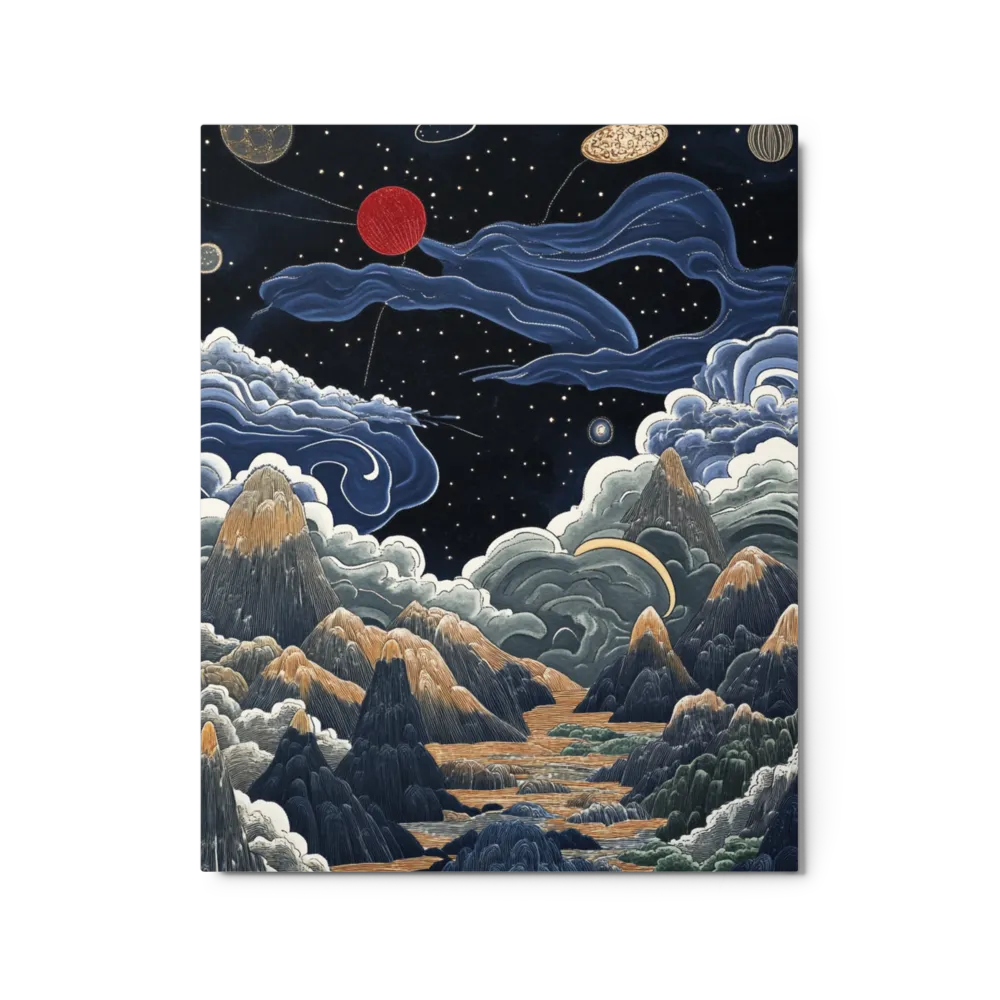 Mountain Landscape with Red Planet