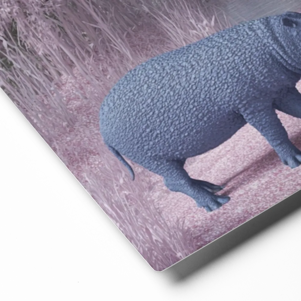 Blue Hippos in Pink Jungle | Art Print