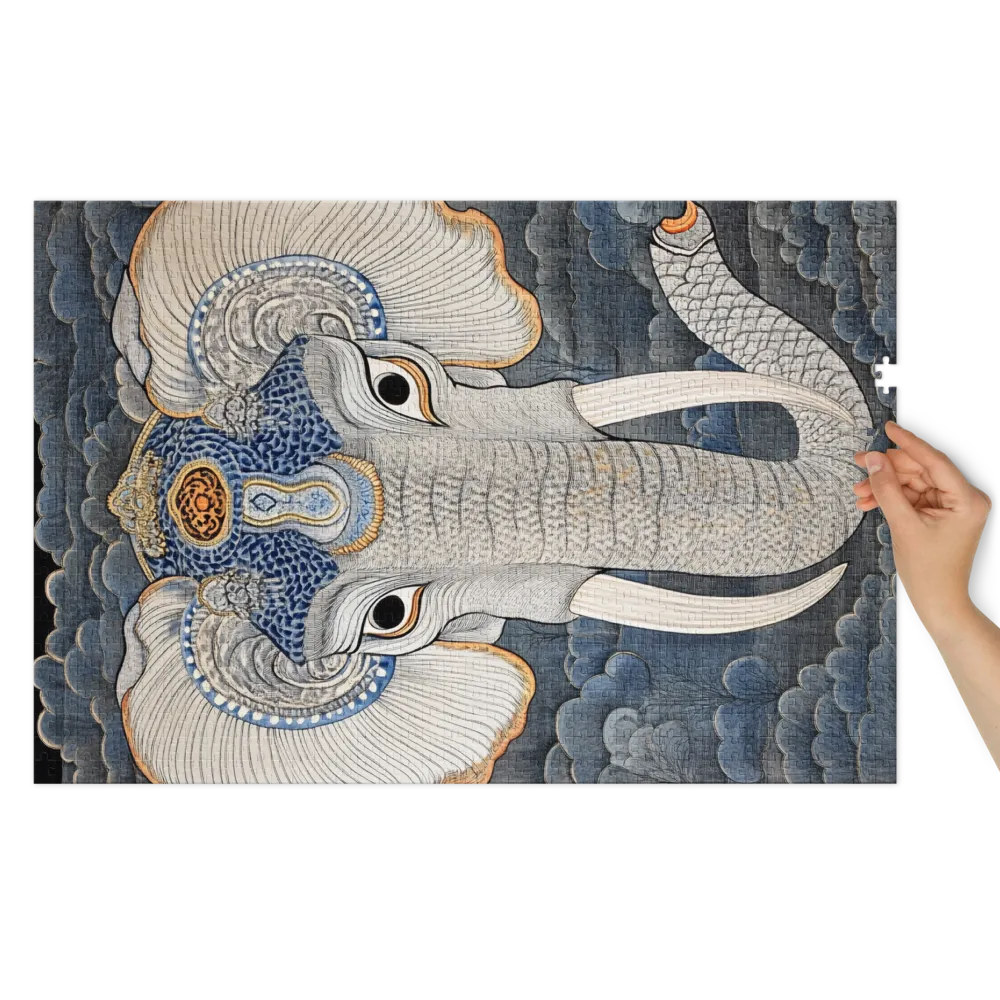 Retrato de Elefante Ornamentado 
 Puzzle em caixa de metal