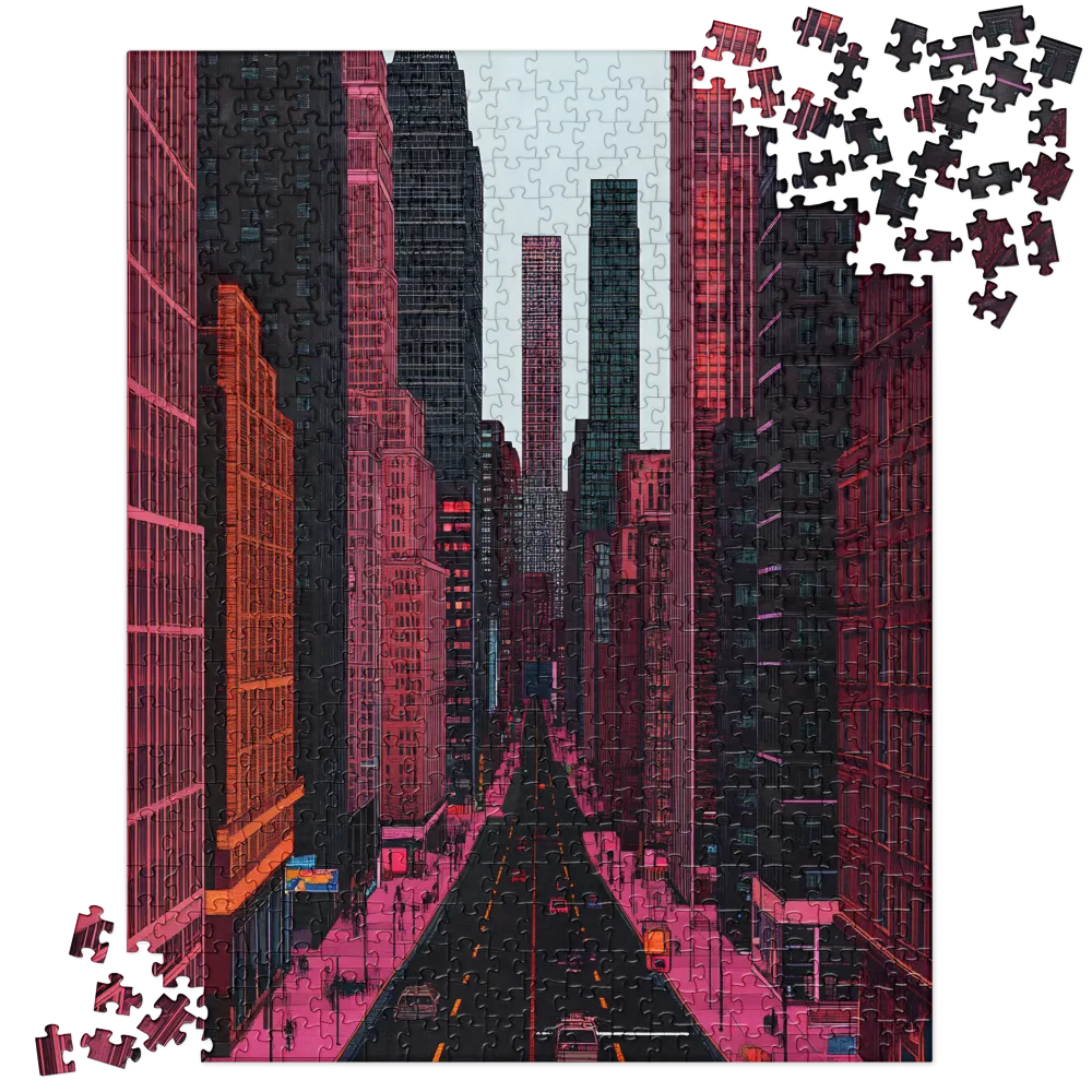 Neon Cityscape Vision 
 Jigsaw Puzzle in Tin Box