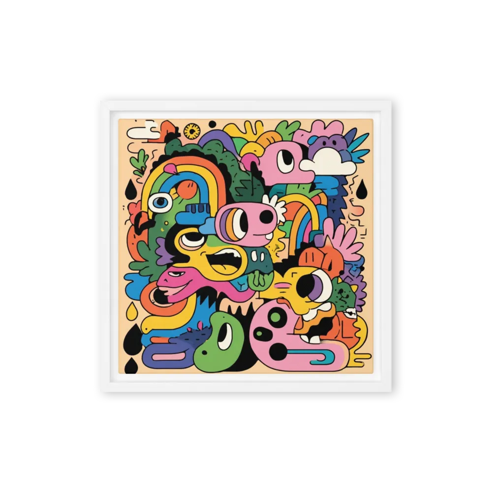 Whimsical Doodle World 
 Poster with Black Frame | 10″x 10″