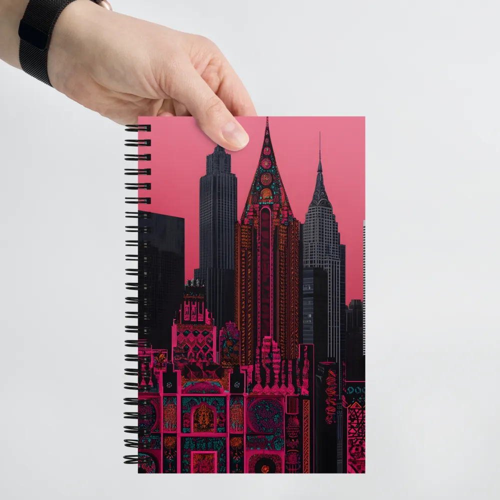 Art Deco Neon Skyline 
 Spiral Notebook | 140 pages