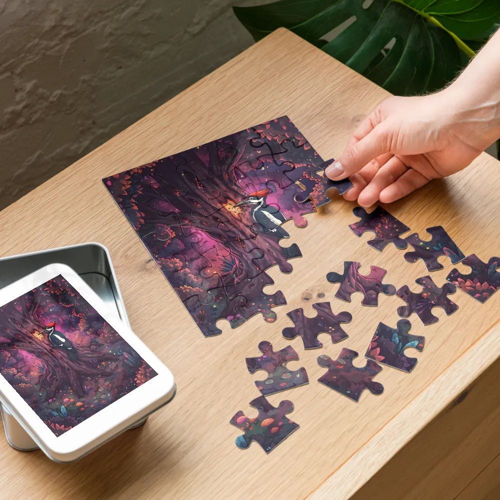 Enchanted Woodpecker 
 Jigsaw Puzzle in Tin Box