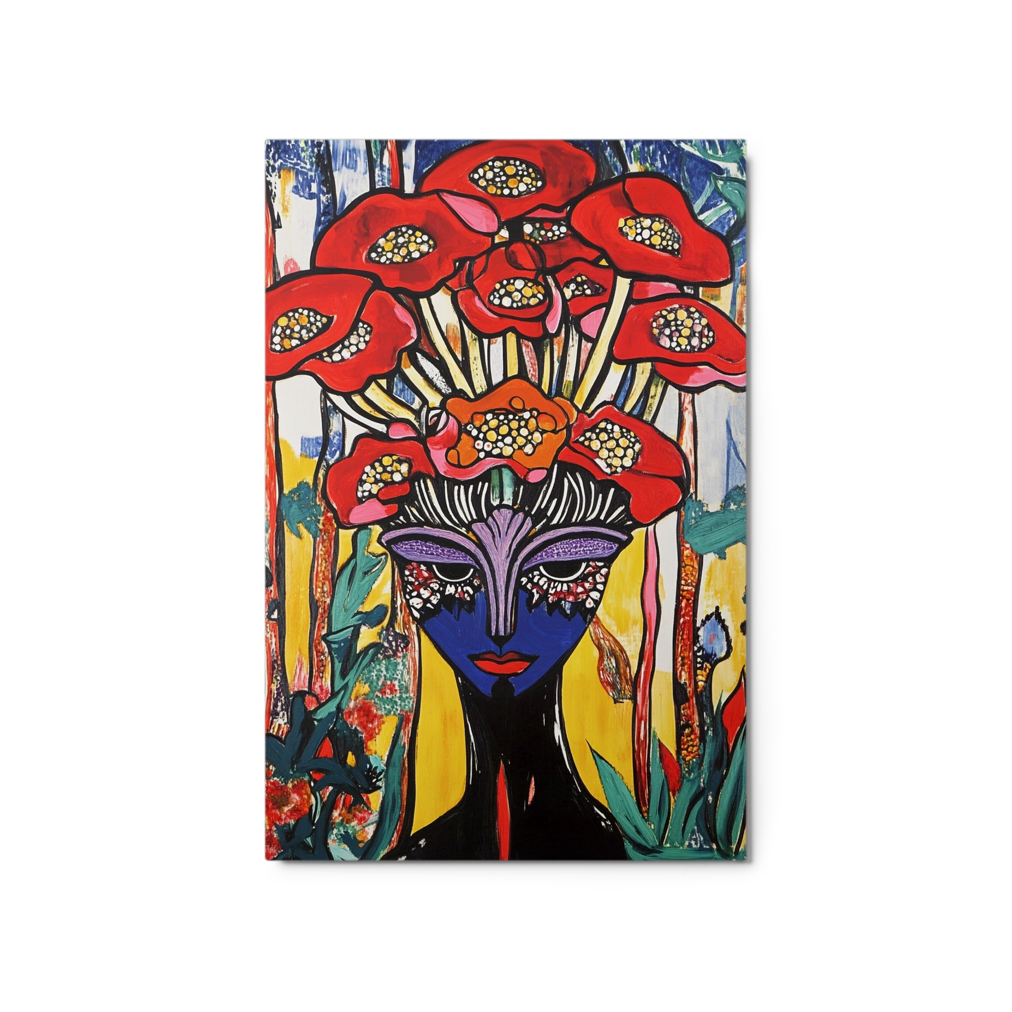 Stylized Portrait of Woman with Flowers