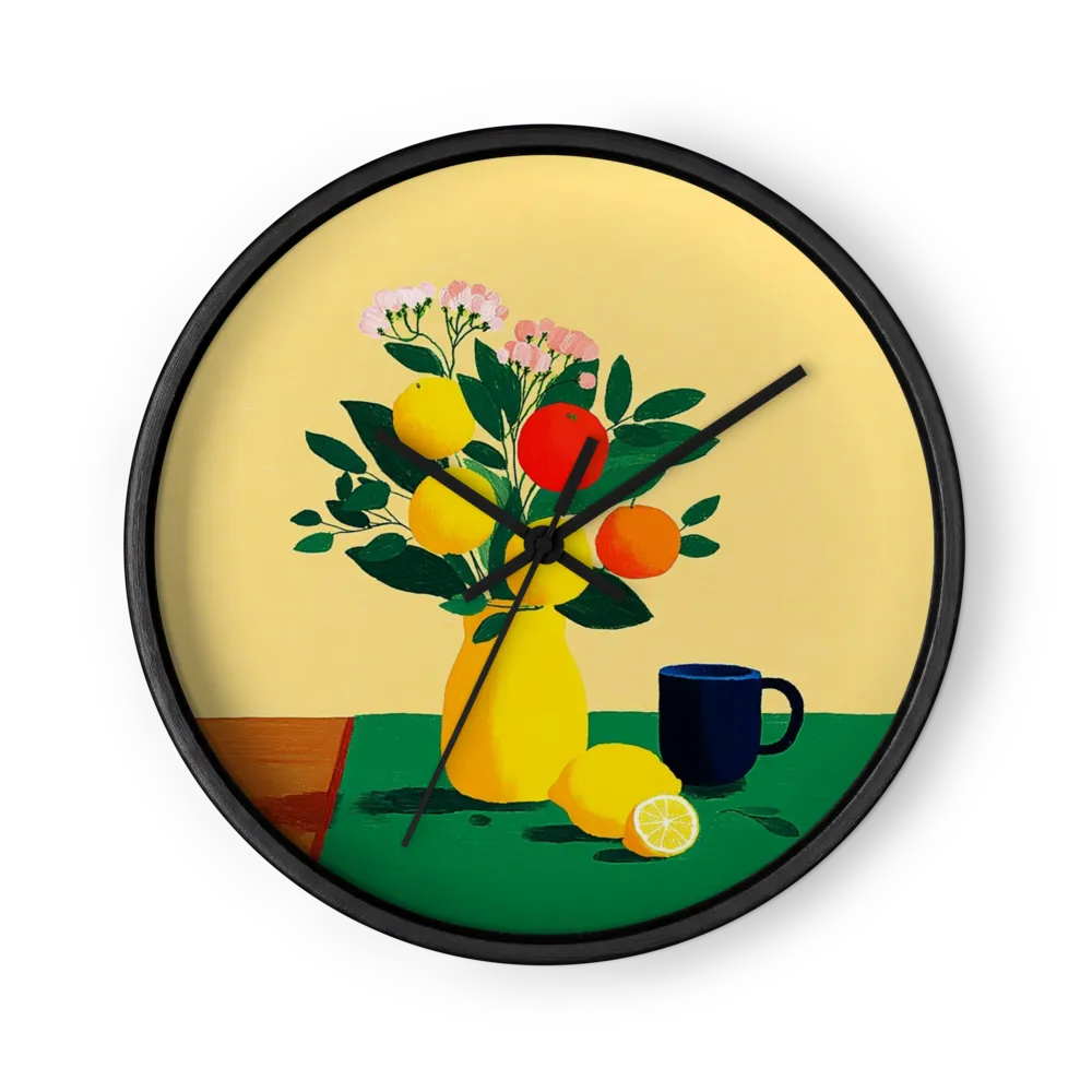 Natura Morta con Agrumi e Tazza Blu | Orologio da parete