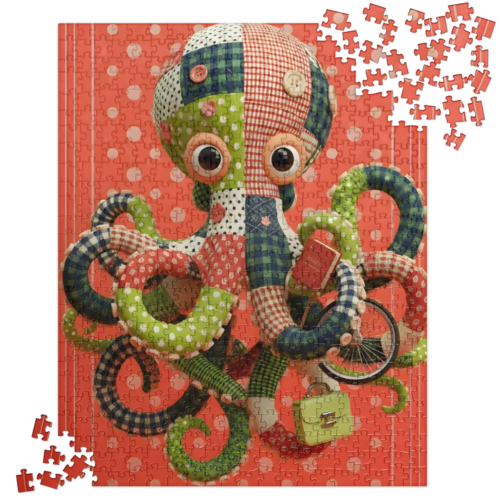 Patchwork Octopus 
 Jigsaw Puzzle in Tin Box