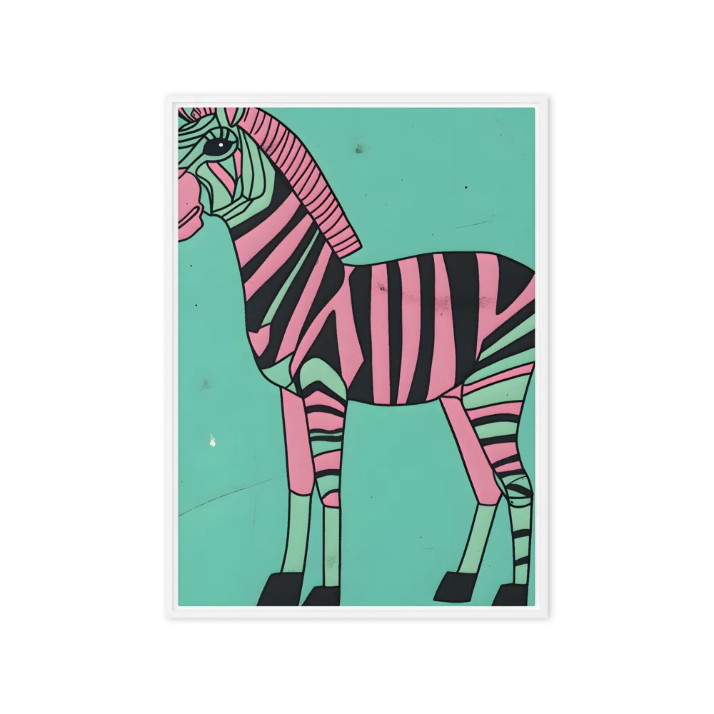 Stylized Zebra Profile 
 Canvas with White Frame