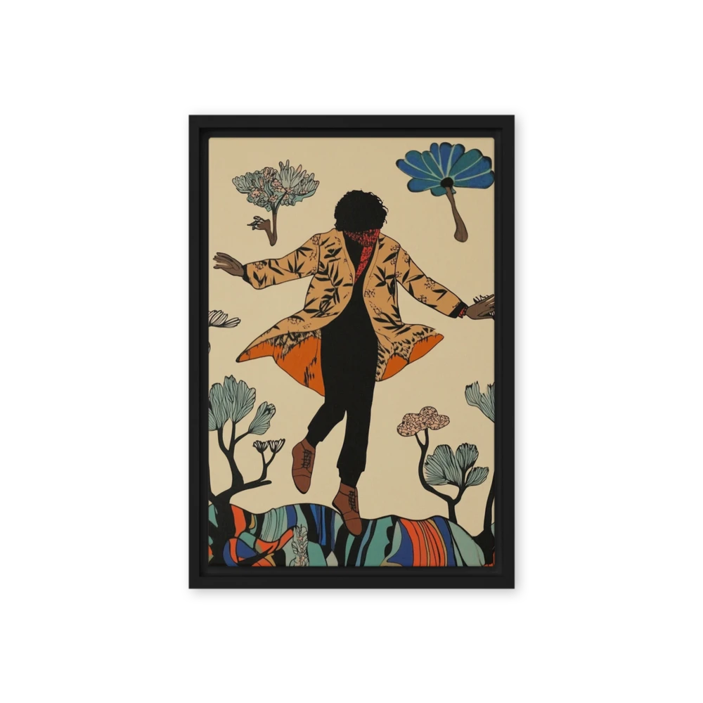 Leaping Figure with Floral Coat | Art Print