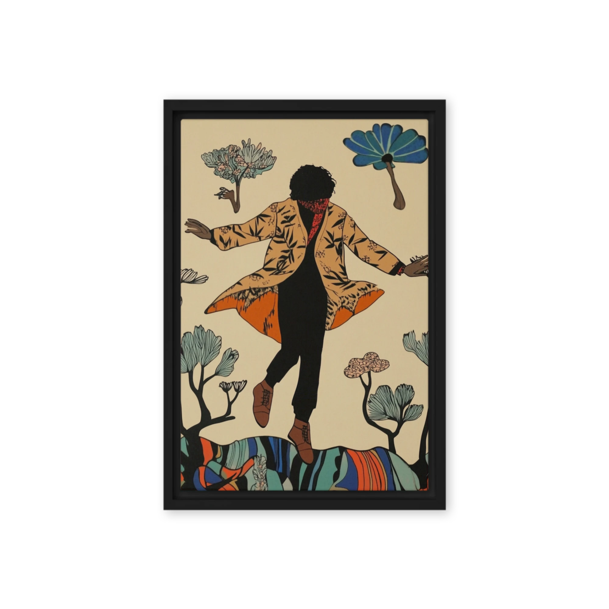 Leaping Figure with Floral Coat | Art Print