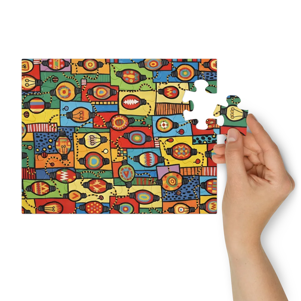 Patchwork Lightbulbs 
 Jigsaw Puzzle in Tin Box