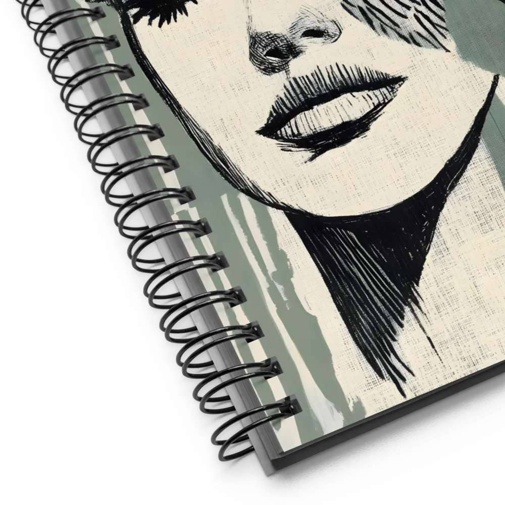 Serene Linocut Portrait 
 Spiral Notebook | 140 pages