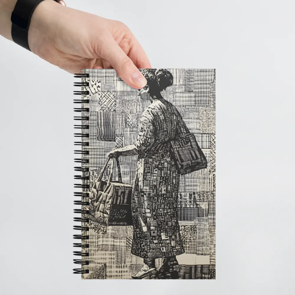 Urban Tapestry: Woman with Bags 
 Spiral Notebook | 140 pages