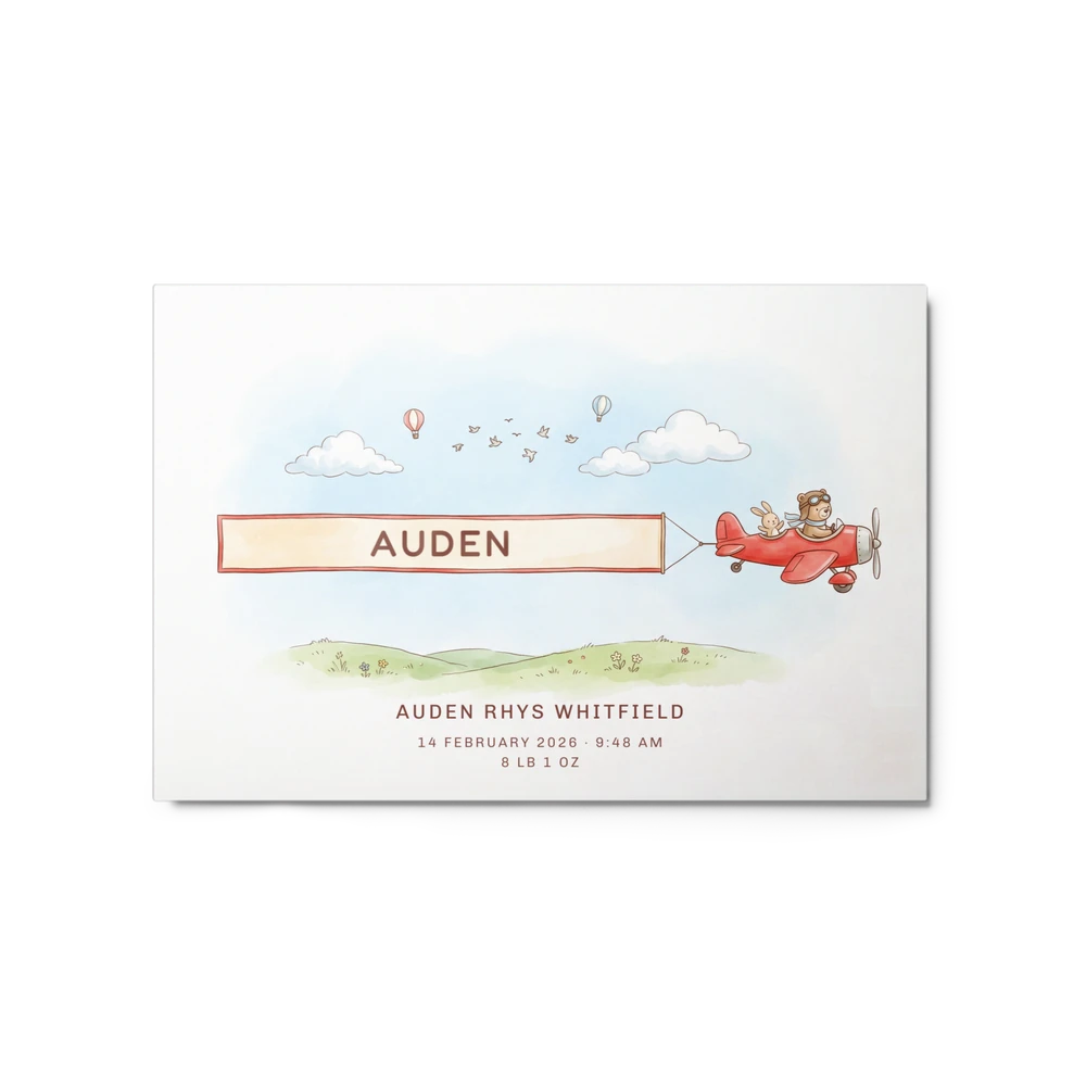 Nursery Name Art — Banner Plane