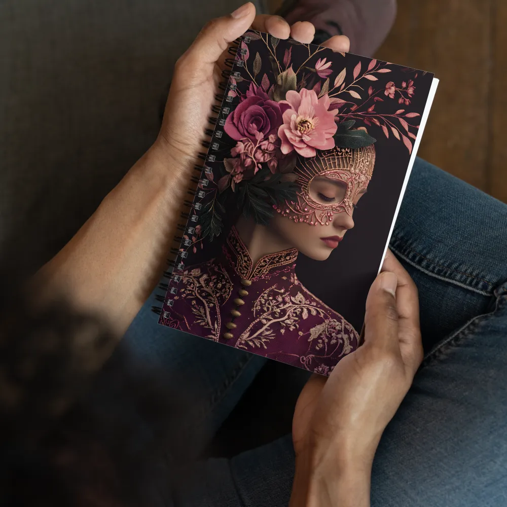 Enigmatic Floral Mask 
 Spiral Notebook | 140 pages