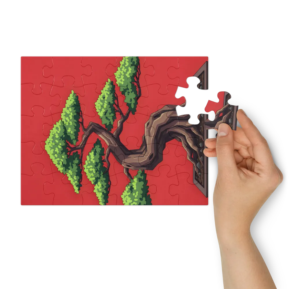 Stilisierter Bonsai-Baum 
 Puzzle in Metalldose