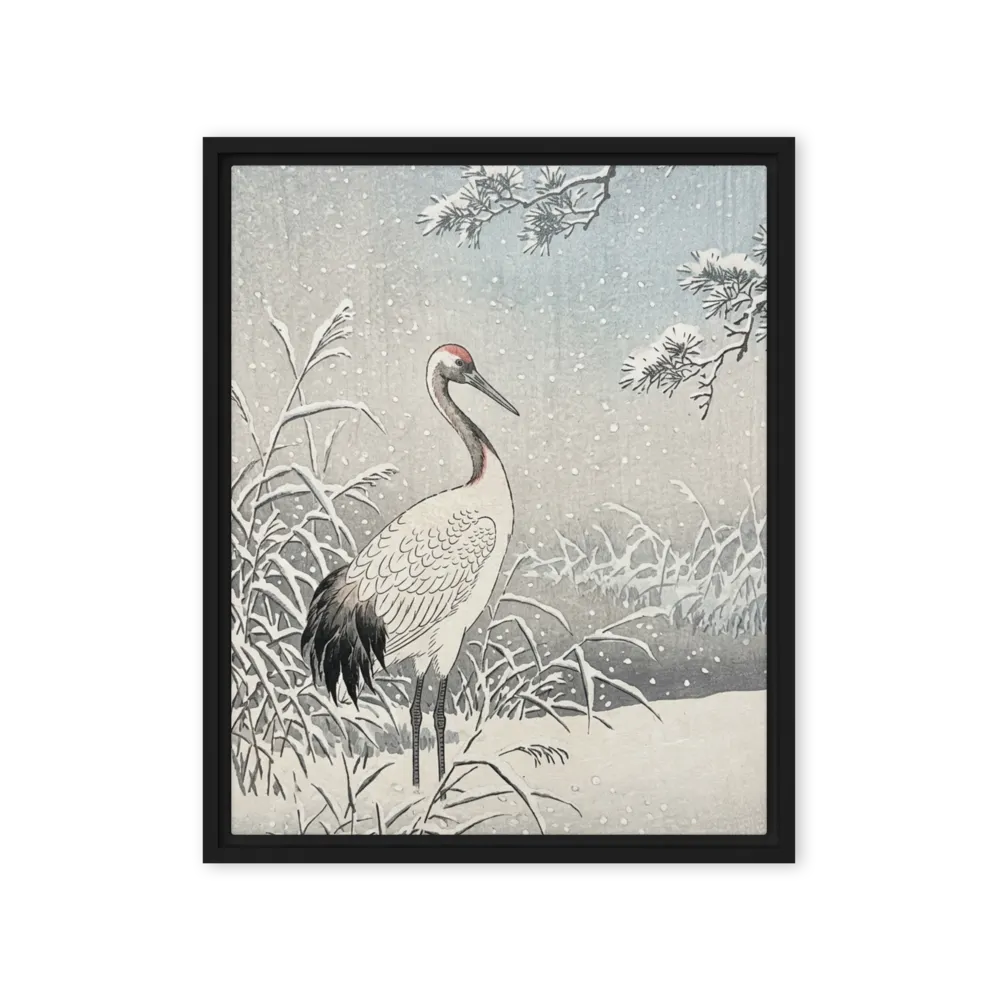 Winter Crane Serenity 
 Poster with Red oak Frame | 8″x 10″