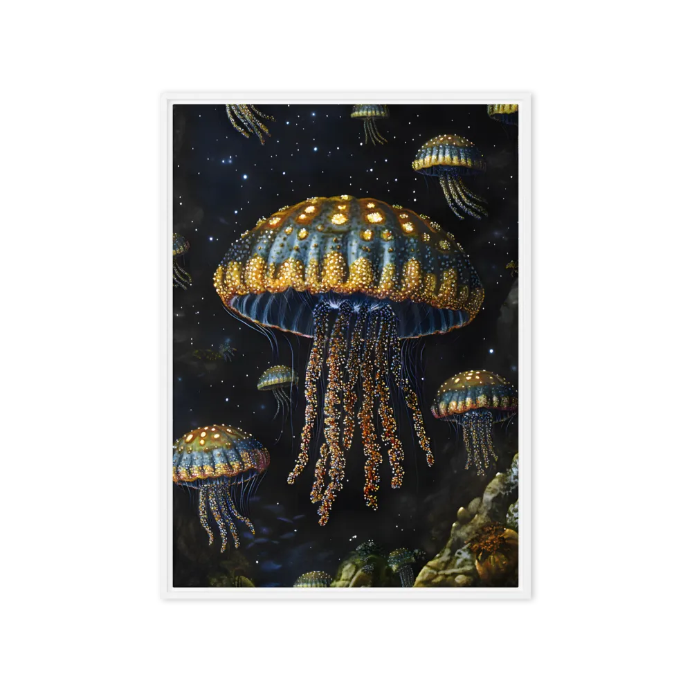Bioluminescent Deep 
 Canvas with White Frame