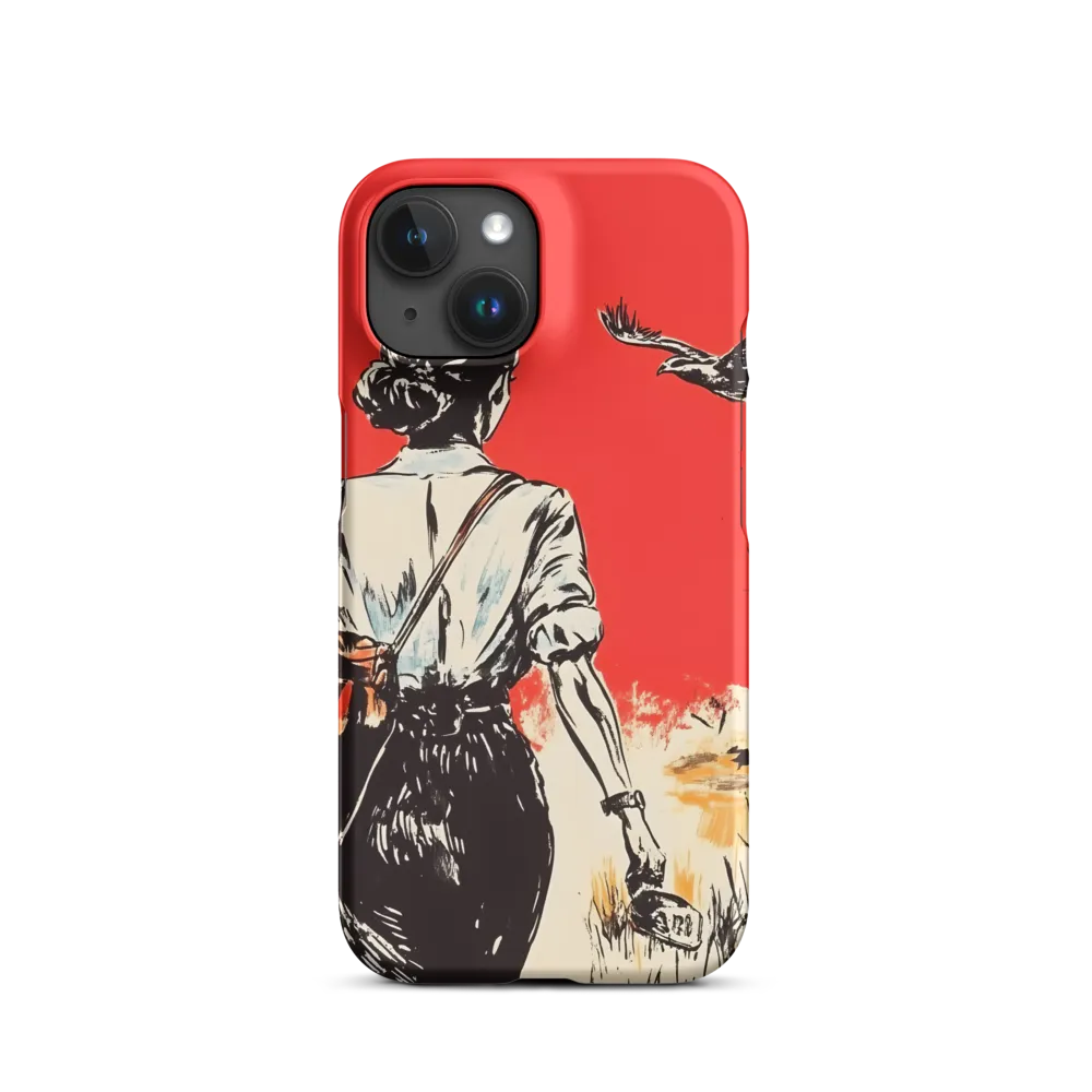 Woman Walking with Bird | Phone Case
