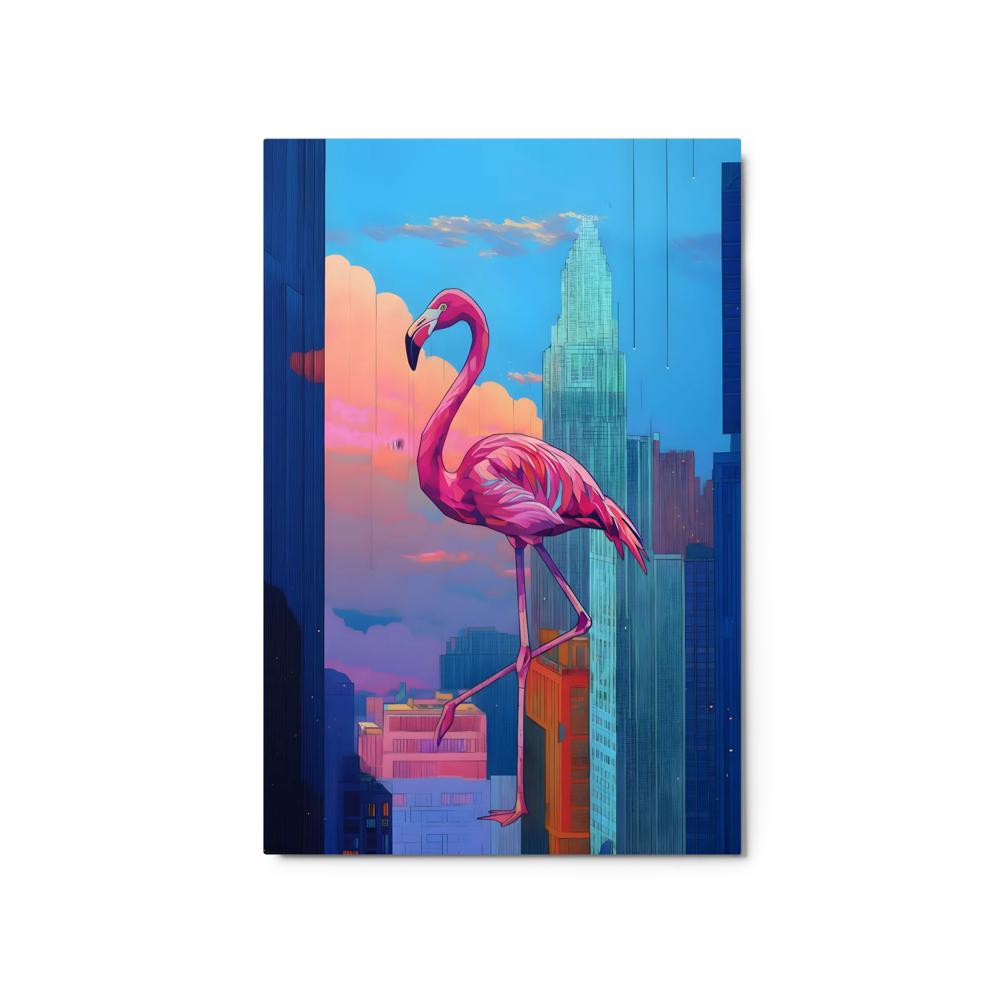 Urban Flamingo 
 Canvas with White Frame