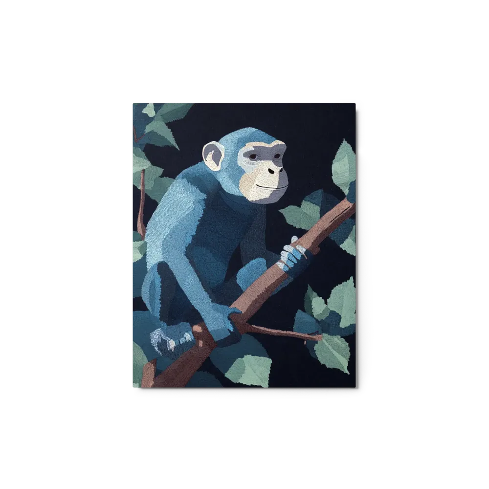Embroidered Blue Chimpanzee | Art Print