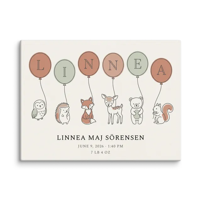 Nursery Name Art — Line-Art Balloons