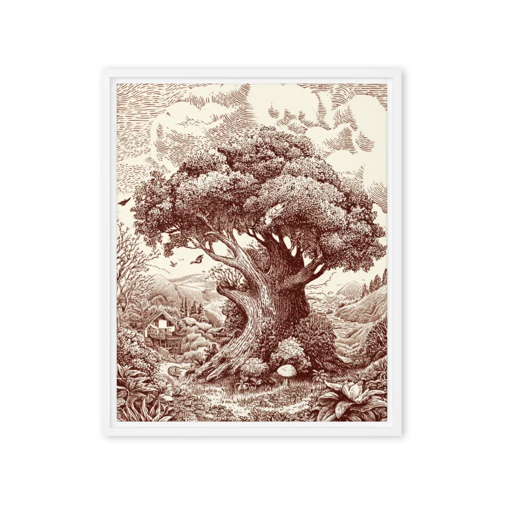 The Ancient Oak 
 Poster with Red oak Frame | 14″x 14″