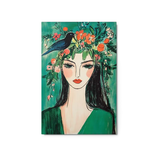 Woman with Bird Crown | Art Print