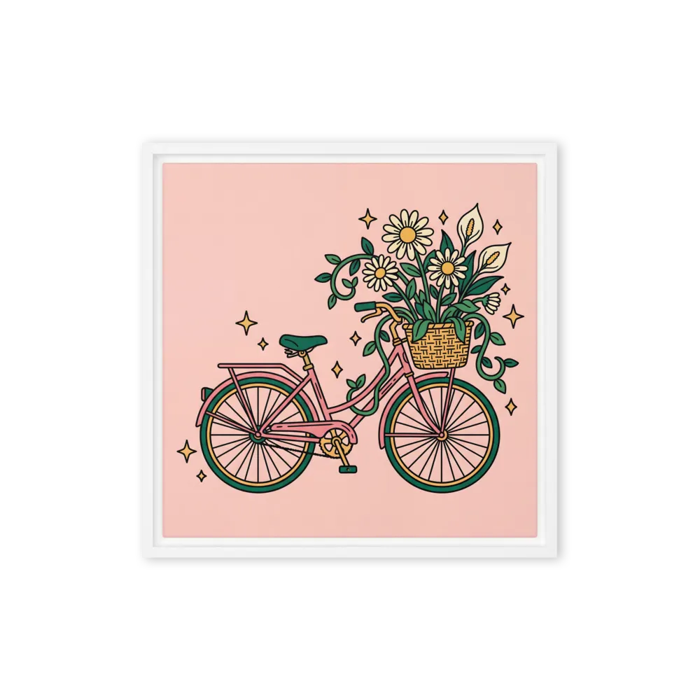 Whimsical Floral Bicycle 
 Poster with Black Frame | 16″x 16″