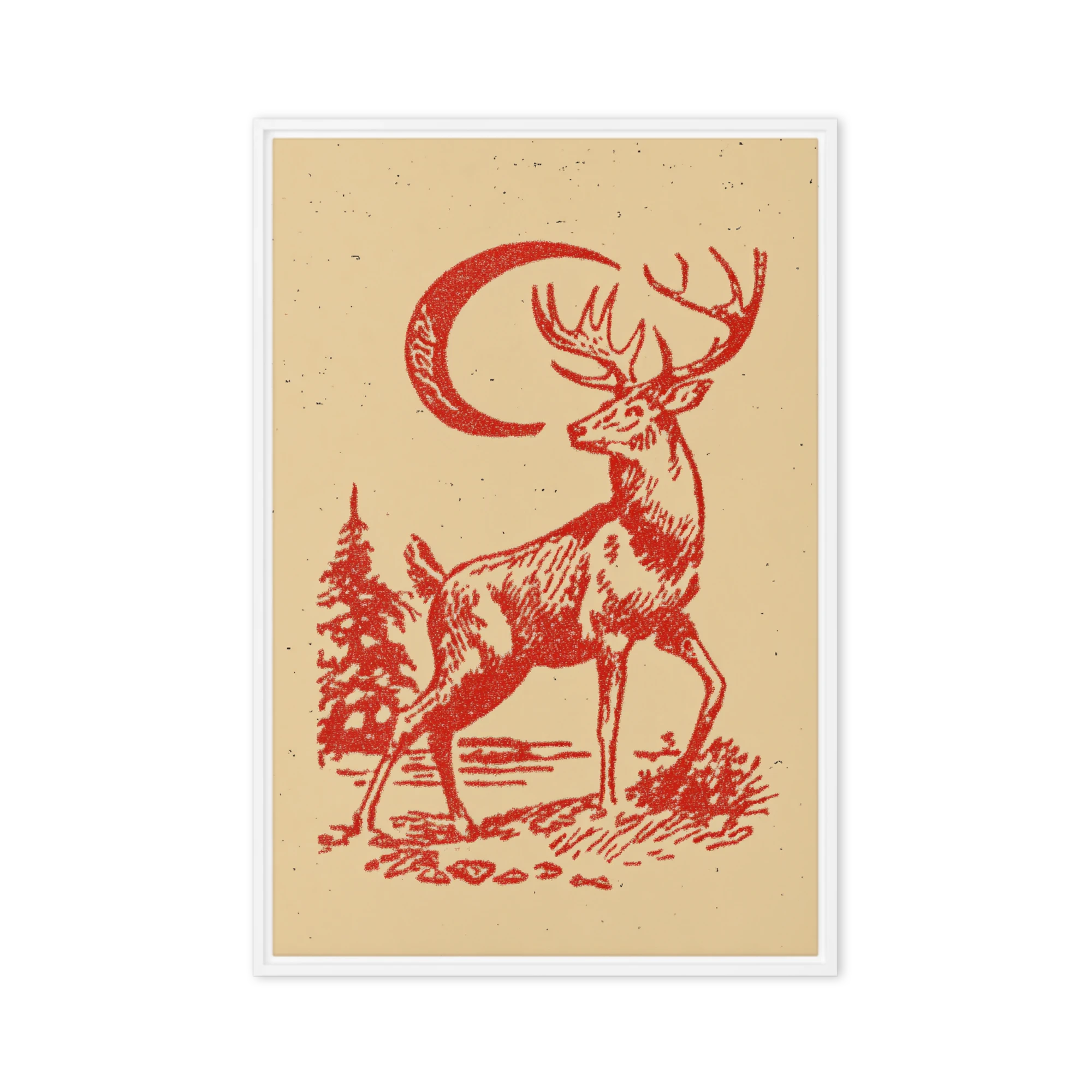 Red Stag and Crescent Moon