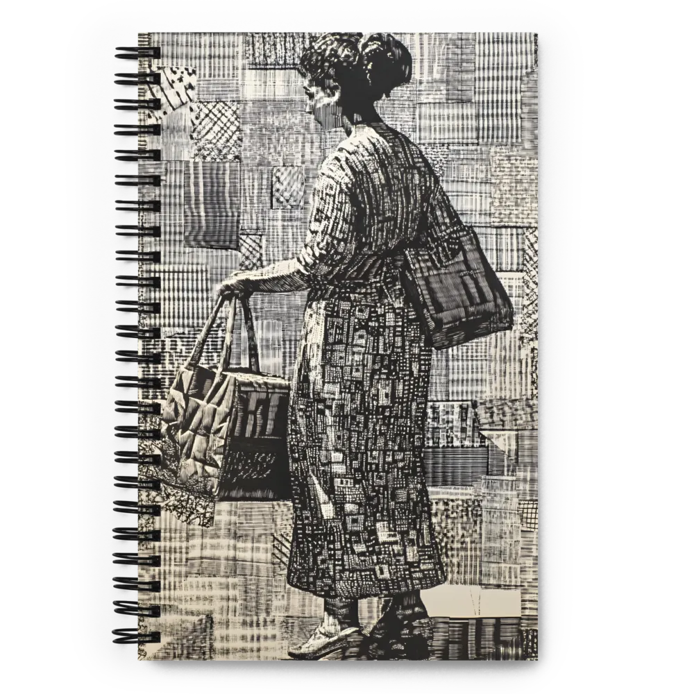 Urban Tapestry: Woman with Bags 
 Spiral Notebook | 140 pages
