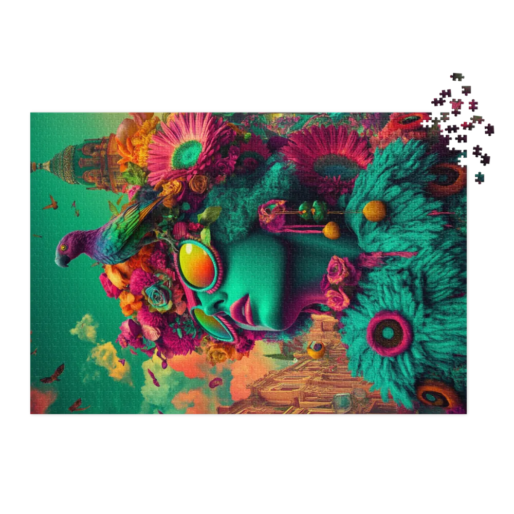 Surreal Woman with Floral Headdress