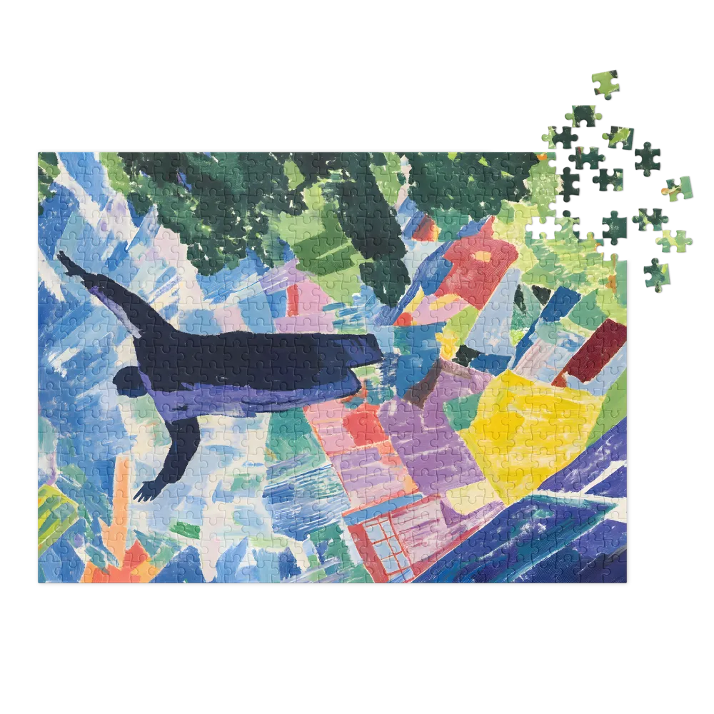 Expressionist Figure Over Vibrant Landscape
