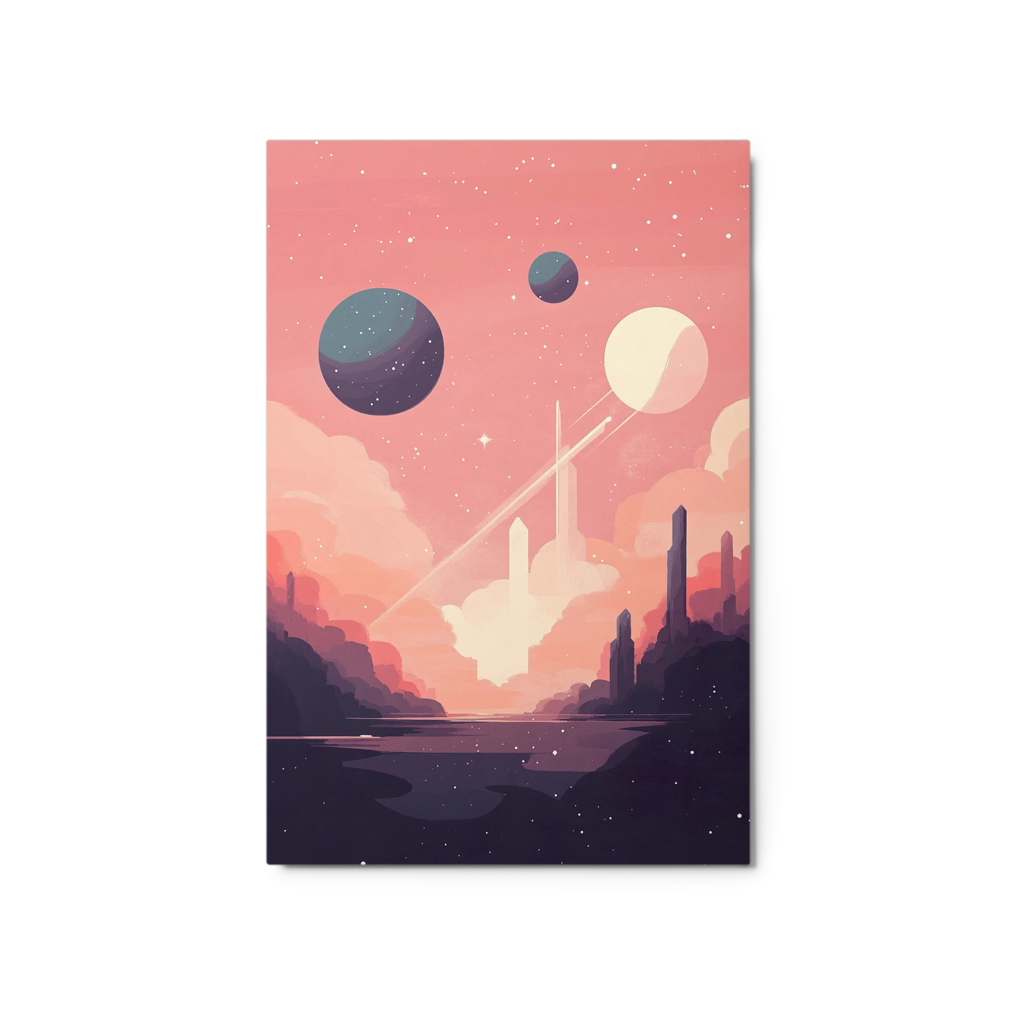 Serene Digital Landscape with Planets