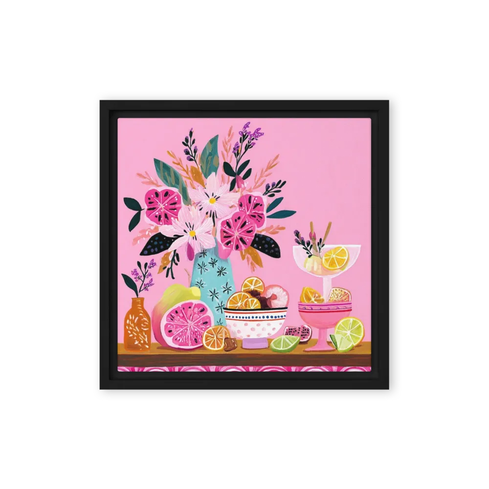 Citrus and Pink Floral Still Life | Art Print