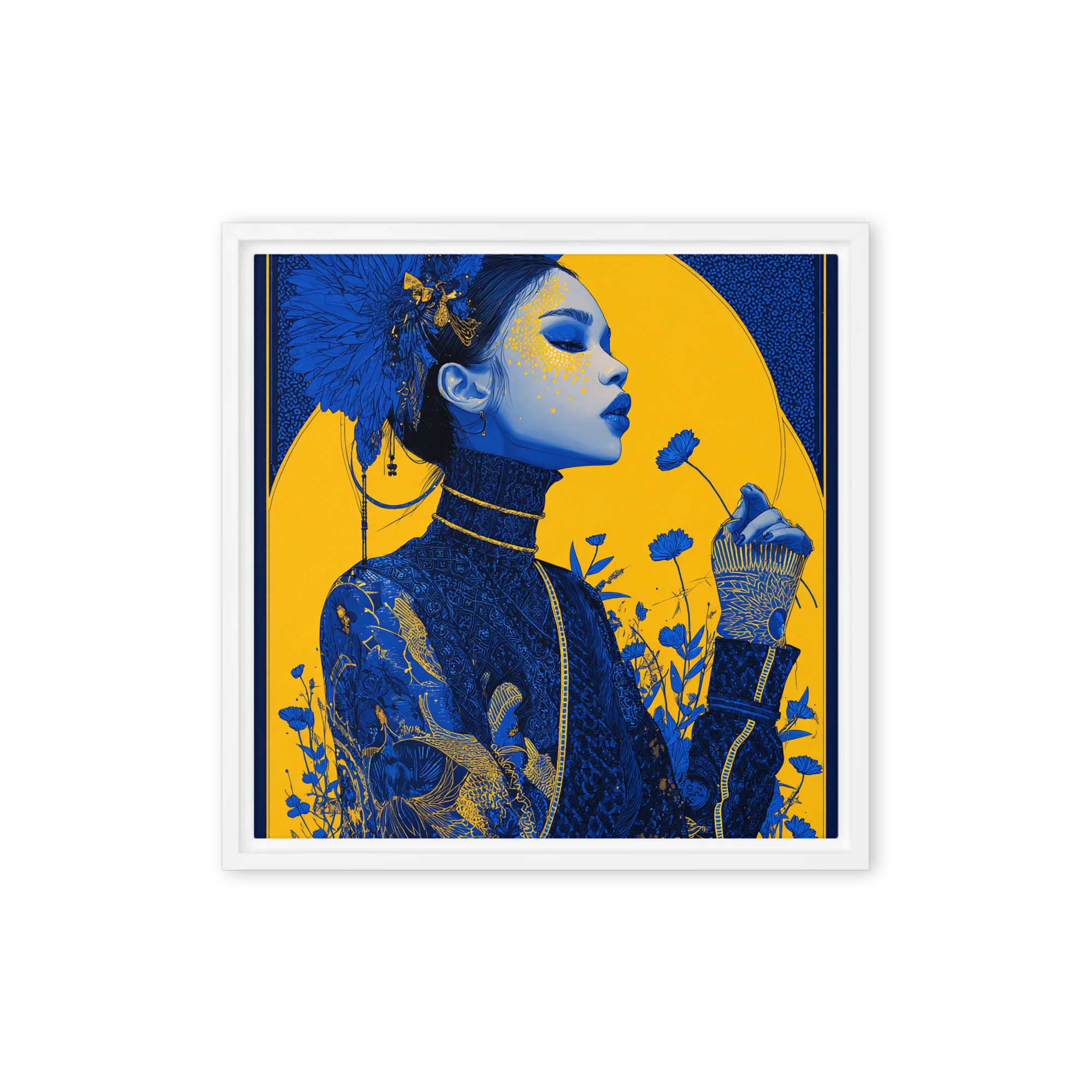 Woman in Blue and Gold