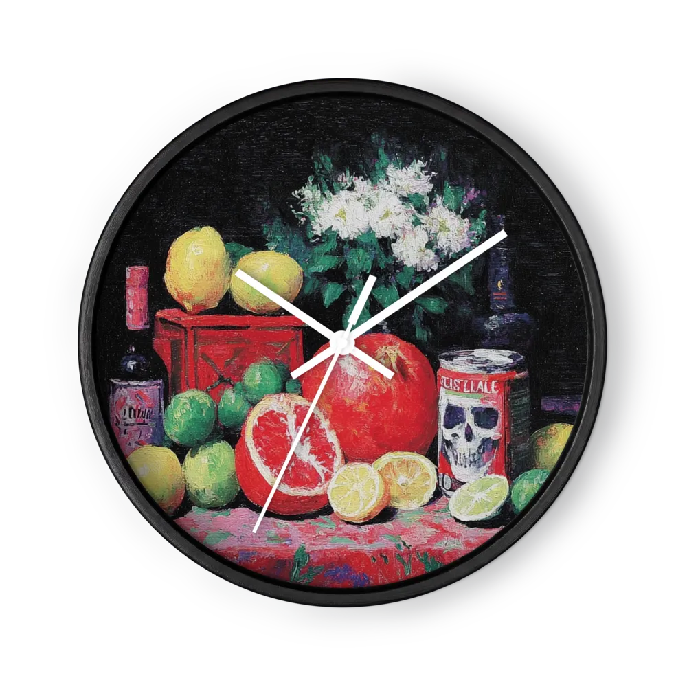 Chroma Pointillism Wall Clocks — Scarlet On Black