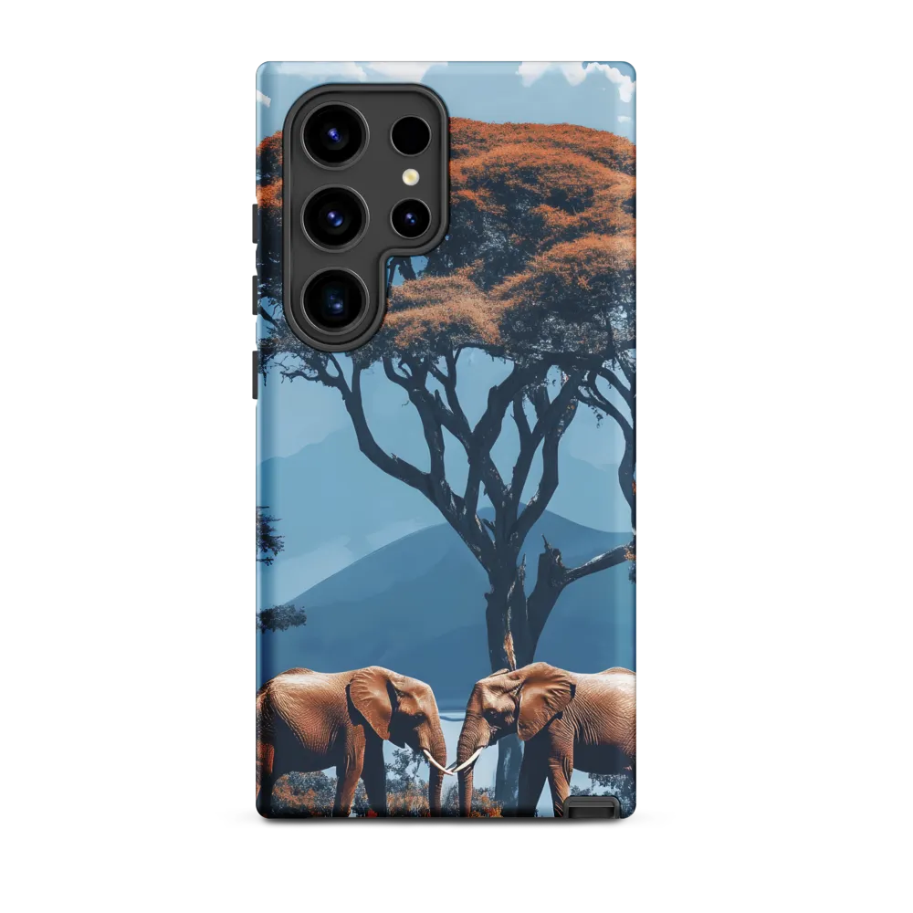 Two Elephants in a Vibrant Landscape | Phone Case