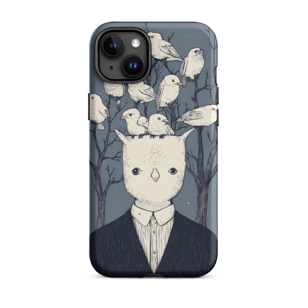 Surreal Owl Headed Figure with Birds | Phone Case